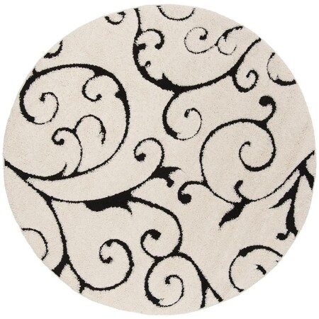 Safavieh 5 x 5 ft. Shag Power Loomed Round Area Rug; Ivory & Black SG455-1290-5R